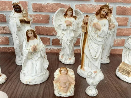Presépio Natal 15 Peças Família Natalina 22cm