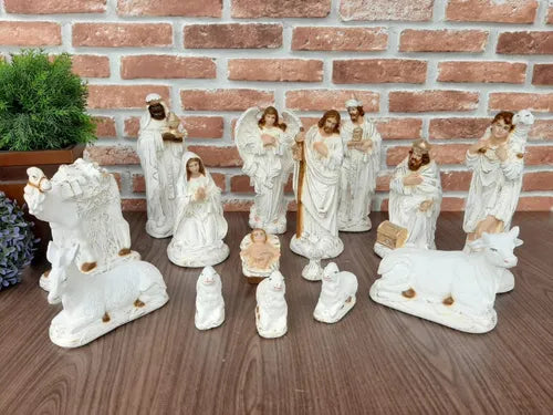 Presépio Natal 15 Peças Família Natalina 22cm