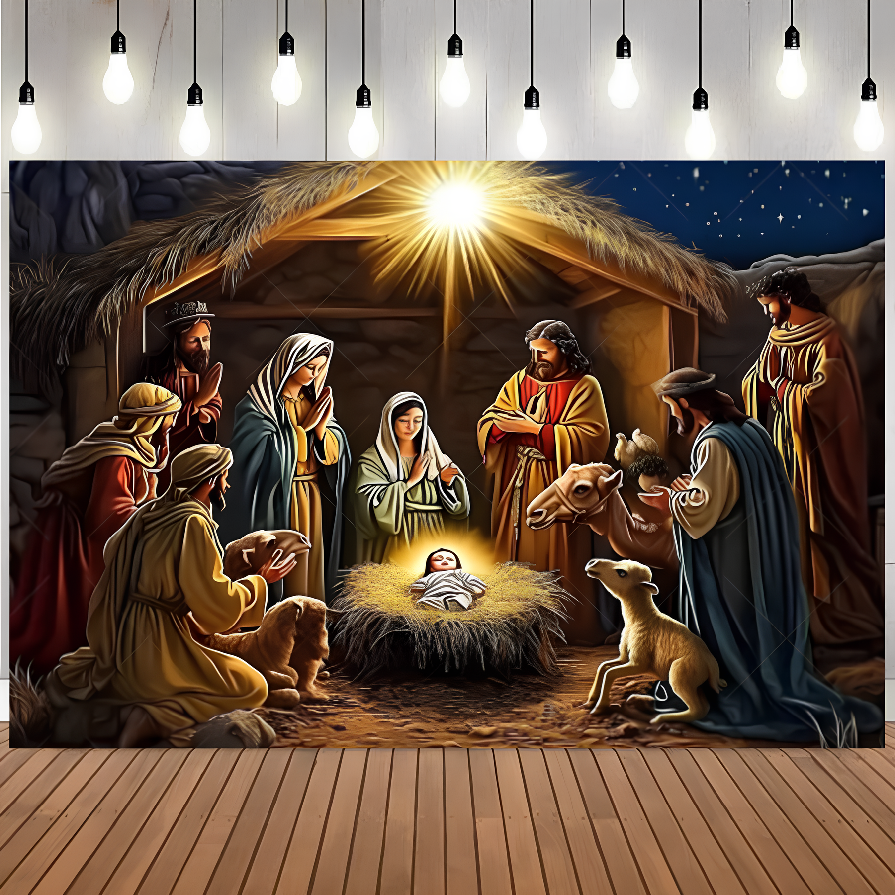 Fundo Decorativo de Natal Presépio