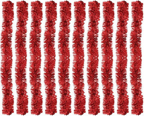 Kit 10 Festão Metalizado 7 Fitas 5cm X 2 Metros Decoração Natalina Enfeite Natal Festa (Vermelho)