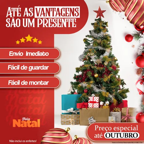 Árvore De Natal 150cm 380 Galhos Pinheiro Cheia Tradicional