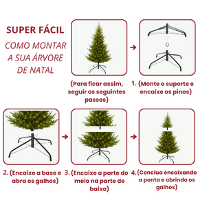 Árvore de Natal 2,10m de Altura - 1.286 Galhos - com luzes LED