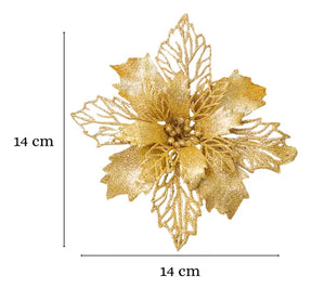 Kit 12 Flores Enfeite Natal P/ Árvore Decoração Artificial