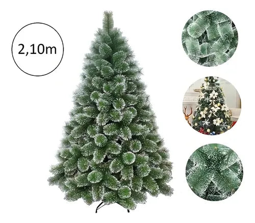 Árvore Pinheiro De Natal Luxo 2,10m Com Floco de Neve
