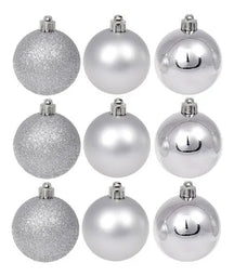 Kit 9 Bolas De Natal Fosca Lisa Glitter Enfeite 6cm