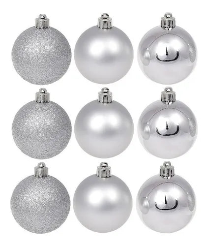 Kit 9 Bolas De Natal Fosca Lisa Glitter Enfeite 6cm