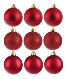 Kit 9 Bolas De Natal Fosca Lisa Glitter Enfeite 6cm
