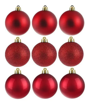 Kit 9 Bolas De Natal Fosca Lisa Glitter Enfeite 6cm