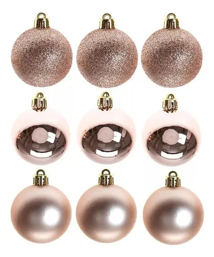 Kit 9 Bolas De Natal Fosca Lisa Glitter Enfeite 6cm