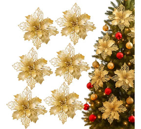 Kit 12 Flores Enfeite Natal P/ Árvore Decoração Artificial