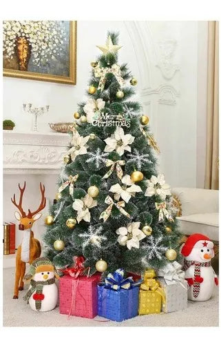 Árvore Pinheiro De Natal Luxo 2,10m Com Floco de Neve