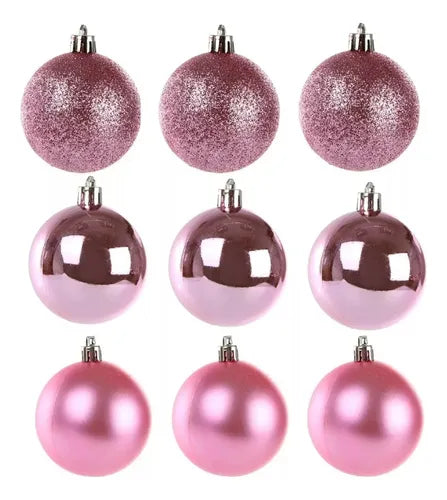 Kit 9 Bolas De Natal Fosca Lisa Glitter Enfeite 6cm