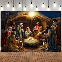 Fundo Decorativo de Natal Presépio