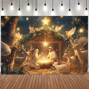 Fundo Decorativo de Natal Presépio