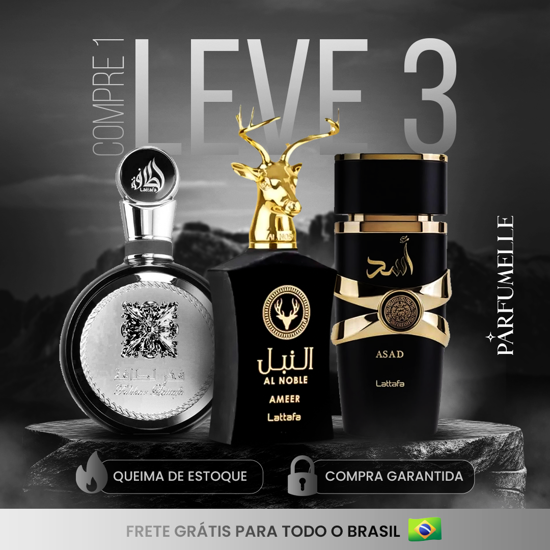 Pré-Black Friday Imperdível Compre 1 Perfume e Receba 3 – Fakhar, Ameer e Assad Lattafa (100ml) 🔥