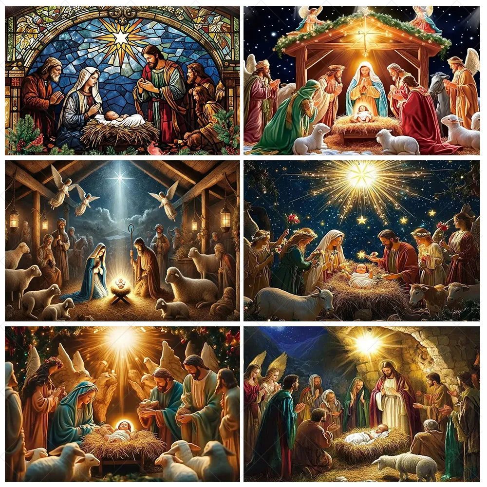 Fundo Decorativo de Natal Presépio