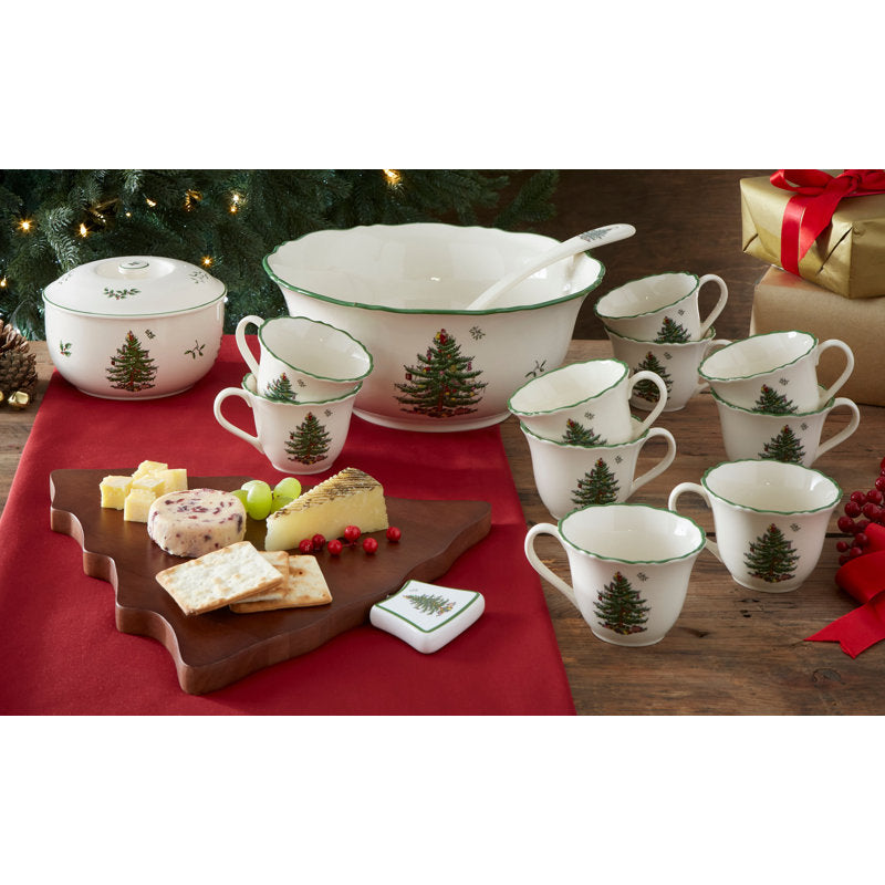 Kit 10 Peças de Porcelana - Estampa Árvore de Natal