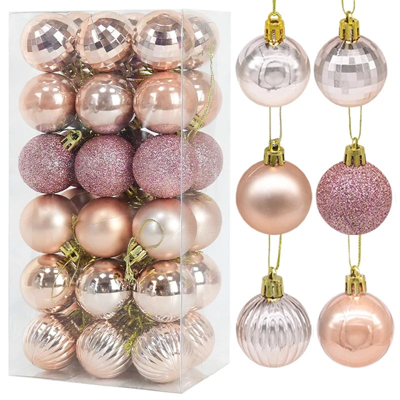 Decoração De Natal / 4cm 36 Peças Bolas Coloridas De Natal Com Glitter