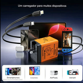 ⏰ Estoque limitado! 🔥 Carregador rápido 2 em 1 Gan universal