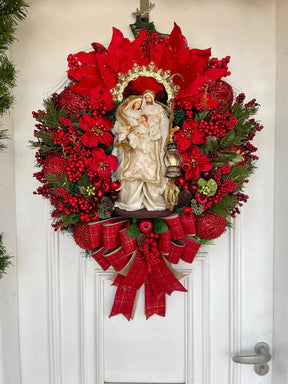 Guirlanda De Natal Sagrada Família C/ Led 65cm Verm